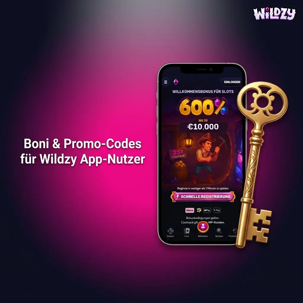 Wildzy App Boni: 200% Willkommensbonus bis 1.000 EUR, Cashback & Promo-Codes für mobile Nutzer