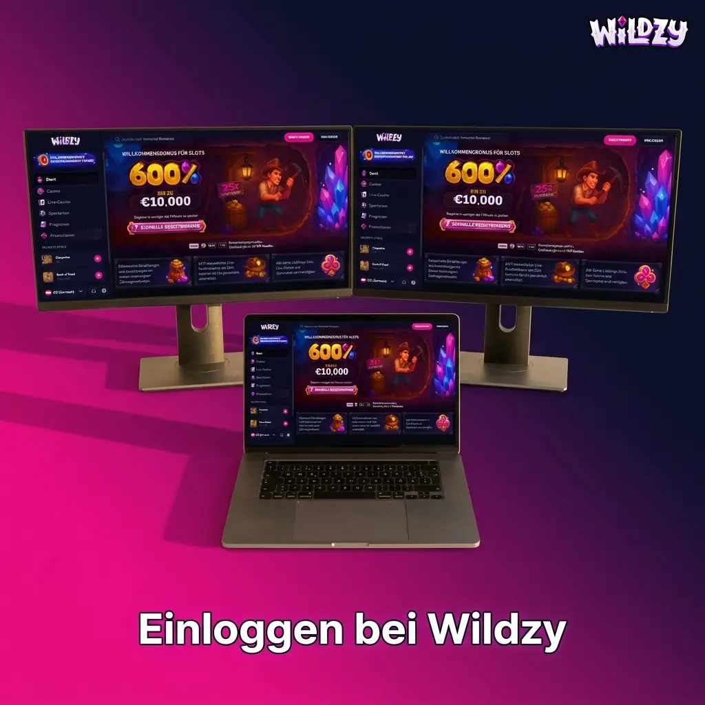 Wildzy Login-Seite mit Anmeldeformular für E-Mail und Passwort auf Desktop und Mobile