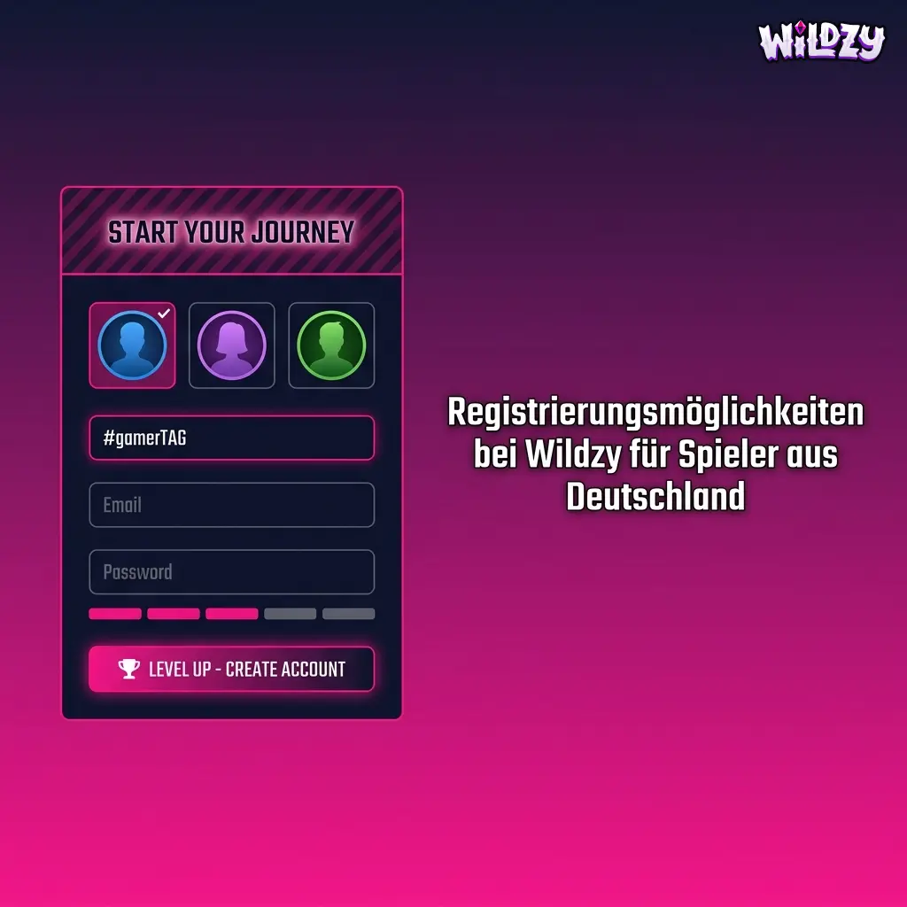 Wildzy Registrierungsmöglichkeiten für deutsche Spieler – Konto per E-Mail, Schnellregistrierung oder Social Login
