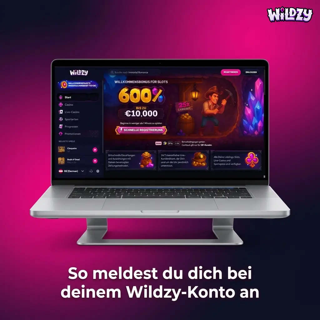 Wildzy Login-Anleitung: Schritt-für-Schritt-Anmeldung per E-Mail, Telefon oder Social-Media-Konto