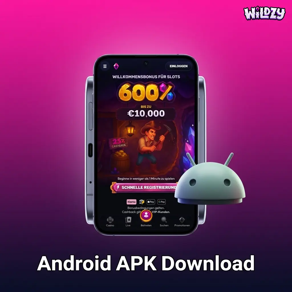 Android APK Download für die Wildzy Glücksspiel-App – sicher und direkt von der Webseite verfügbar