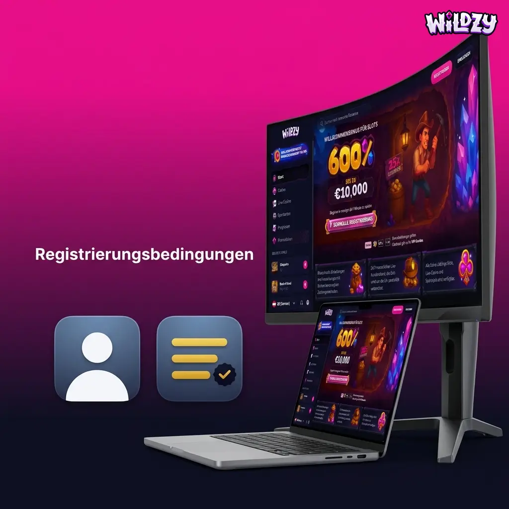Wildzy Registrierungsbedingungen: Ein Konto pro Spieler, korrekte Angaben erforderlich, Verstöße führen zur Sperre.